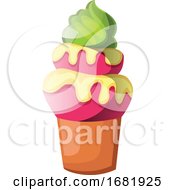 Poster, Art Print Of Huge Cupcake With Green Icing
