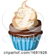 Chocolate Cupcake With Whipped Cream And Sprinkles