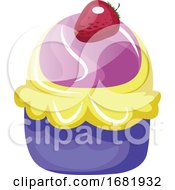 Poster, Art Print Of Three Colored Cupcake With Strawberry