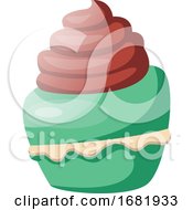 Mint Green Cupcake With Chocolate Icing