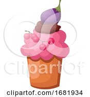 Poster, Art Print Of Cupcake With A Ruit As A Decoration
