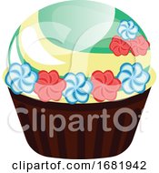 Poster, Art Print Of Chcolate Cupcake With Flower Decoration