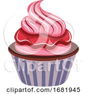 Poster, Art Print Of Chocolate Cupcake With Raspberry Icing