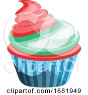 Red Velvet Cupcake With Colorful Frosting