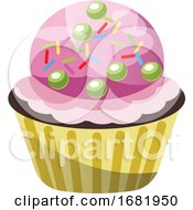 Poster, Art Print Of Chocolate Cupcake With Ice Cream And Sprinkles