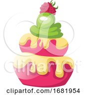 Poster, Art Print Of Raspberry Cupcakes With Green Icing
