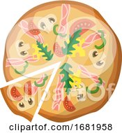 Poster, Art Print Of Bacon And Vegetables Pizza