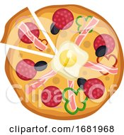 Poster, Art Print Of Salami And Egg Pizza