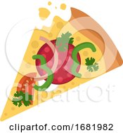 Poster, Art Print Of Salami Pizza With Veggies