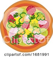 Poster, Art Print Of Colorful Salami Pizza