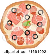 Poster, Art Print Of Pizza With Onionstomato And Olives