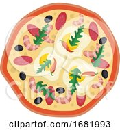 Salami Shrimp Pizza