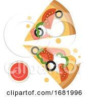 Poster, Art Print Of Two Slices Of Pizza With Mozzarella