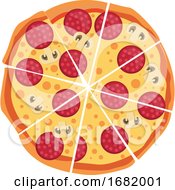 Poster, Art Print Of Pepperoni And Mushroom Pizza