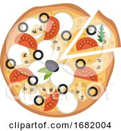 Poster, Art Print Of Pizza With Veggies And Mozzarella