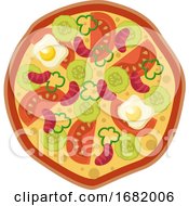 Poster, Art Print Of Pizza With Veggies And Eggs