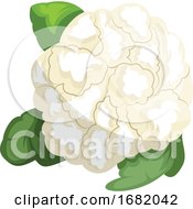 Poster, Art Print Of White Cauliflower With Green Leafs