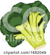 Poster, Art Print Of Dark Green And Light Green Cartoon Of Broccoli