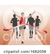 Poster, Art Print Of Runners Crossing The Finish Line Illustration