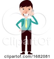 Poster, Art Print Of Smiling Young Man Talking On His Phone