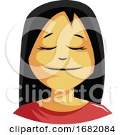 Poster, Art Print Of Calm Woman With A Long Black Hair
