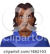 Poster, Art Print Of Man With A Long Black Hair And Blue Hoody