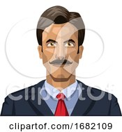 Poster, Art Print Of Man With Mustaches And Short Black Hair