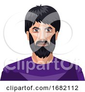 Poster, Art Print Of Man With A Beard And Long Black Hair