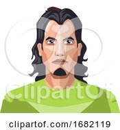 Poster, Art Print Of Handsome Man With A Long Black Hair And Small Beard