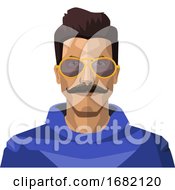 Poster, Art Print Of Handsome Guy With Moustaches And Sunglasses