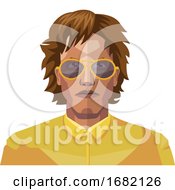 Poster, Art Print Of Man With Long Brown Hair Wearing Glasses