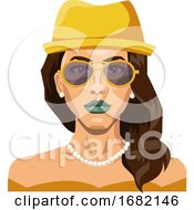 Poster, Art Print Of Pretty Girl Wearing Yellow Hat And Glasses