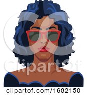 Poster, Art Print Of Pretty Girl With Blue Hair And Glasses