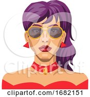 Poster, Art Print Of Girl With Purple Hair And Glasses