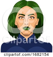Poster, Art Print Of Pretty Girl With Short Green Hair