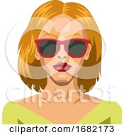 Poster, Art Print Of Blonde Girl Wearing Sunglasses