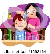 Poster, Art Print Of Mother Brushing Her Daughters Hair