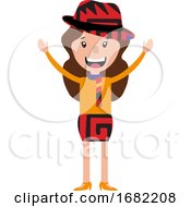 Poster, Art Print Of Cartoon Girl With A Cool Outfit And A Hat