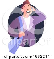 Poster, Art Print Of Cute Cartoon Guy Speaking On The Phone Illustration