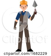 Poster, Art Print Of Construction Worker Charater Simple