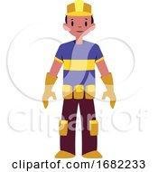 Poster, Art Print Of Electrician Chracter