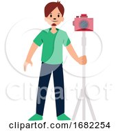 Poster, Art Print Of Photographer With Red Camera Character