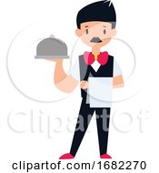Poster, Art Print Of Male Waiter Character