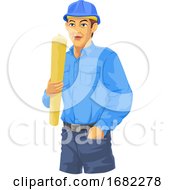 Poster, Art Print Of Construction Worker Illustration