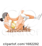 Woman Completing Long Jump