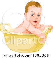 Poster, Art Print Of Baby Boy In Bathtub