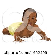 Poster, Art Print Of Black Baby Boy Crawling