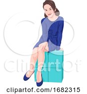 Poster, Art Print Of Girl Sitting On Block