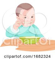 Boy Eating Food With Spoon