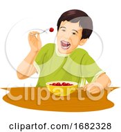 Poster, Art Print Of Boy Eating Grapes Using Fork